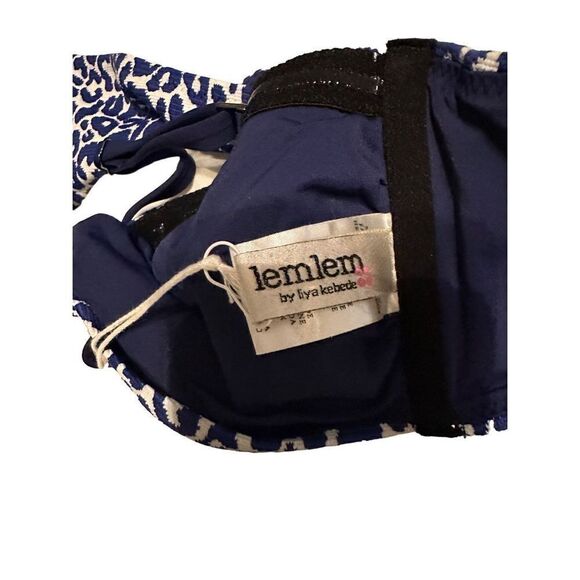lemlem Halima Leopard Bandeau Bikini Top NWT small blogger fave NAVY - Picture 4 of 7